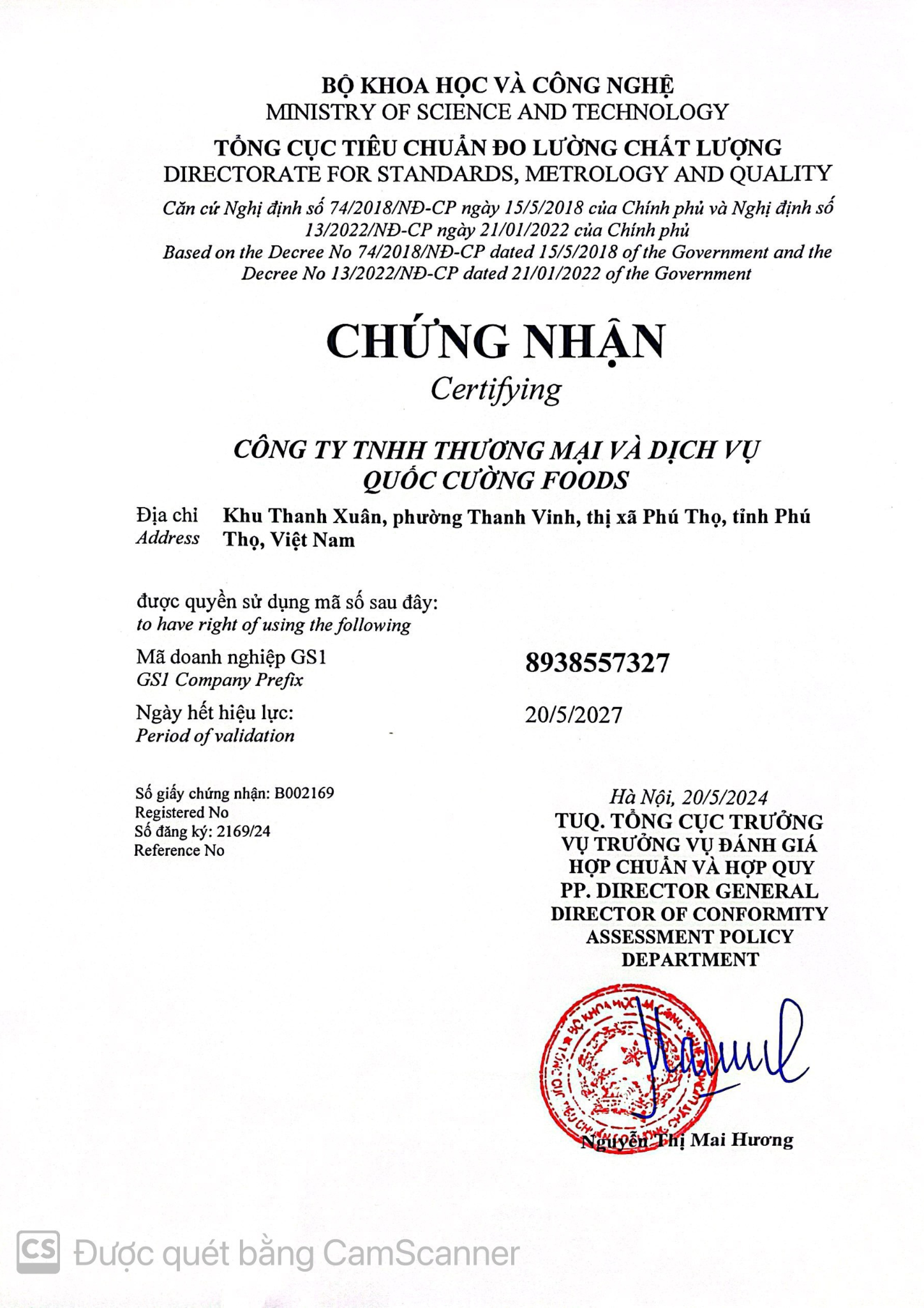 chứng nhận