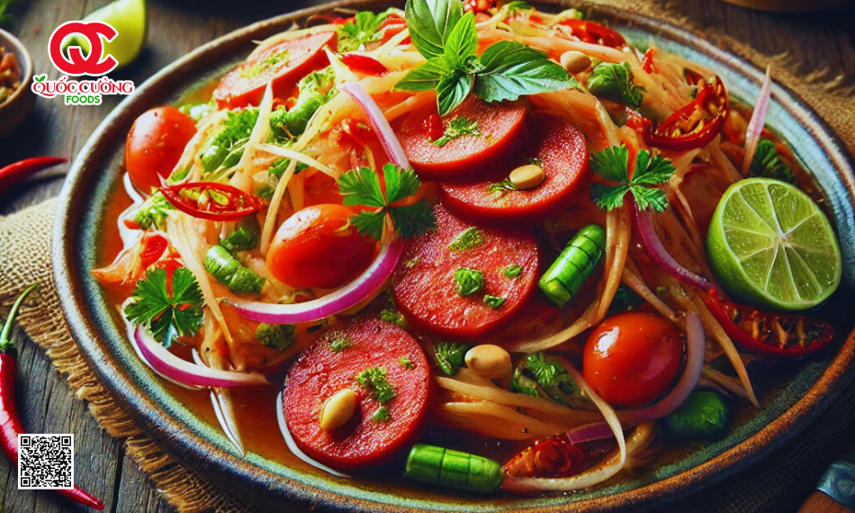 Gỏi lạp xưởng hun khói (kiểu Thái)