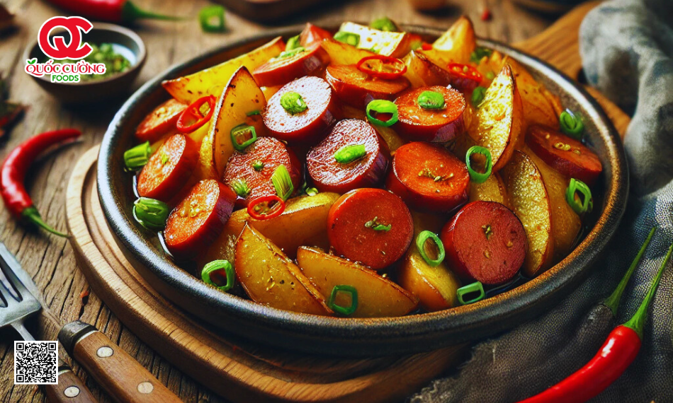 Lạp xưởng hun khói xào khoai tây